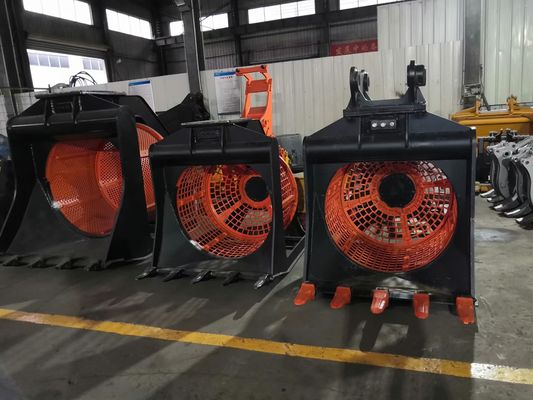 ไฮดรอลิก Rotating Stone Screening Mesh เปลี่ยนแปลง Rotating Screening Bucket สําหรับเครื่องขุดดิน 7-10t